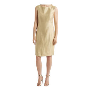 NWT Women's Anne Klein Metallic Gold Sleeveless Sheath Dress Size 0